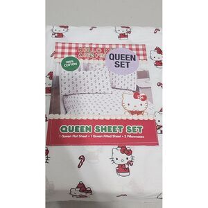 2024 Hello Kitty Christmas Queen‎ Bed Sheet Set NEW In PACKAGE